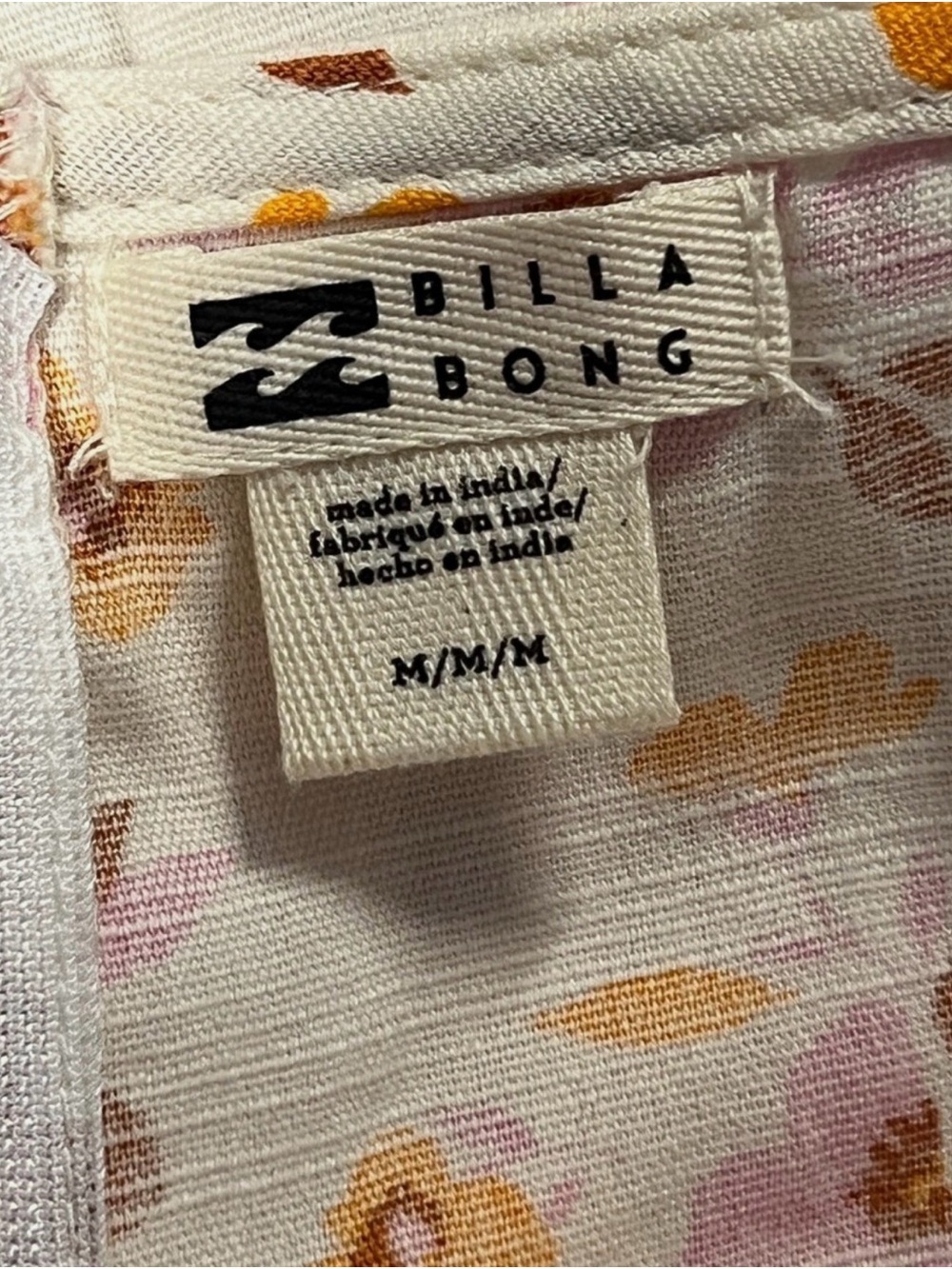 Billabong Stay Awhile Womens Mini Dress Floral Medium Sundress Pink Orange Zip - Picture 7 of 8